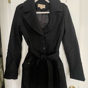 MICHAEL Michael Kors Black Belted Trench Coat